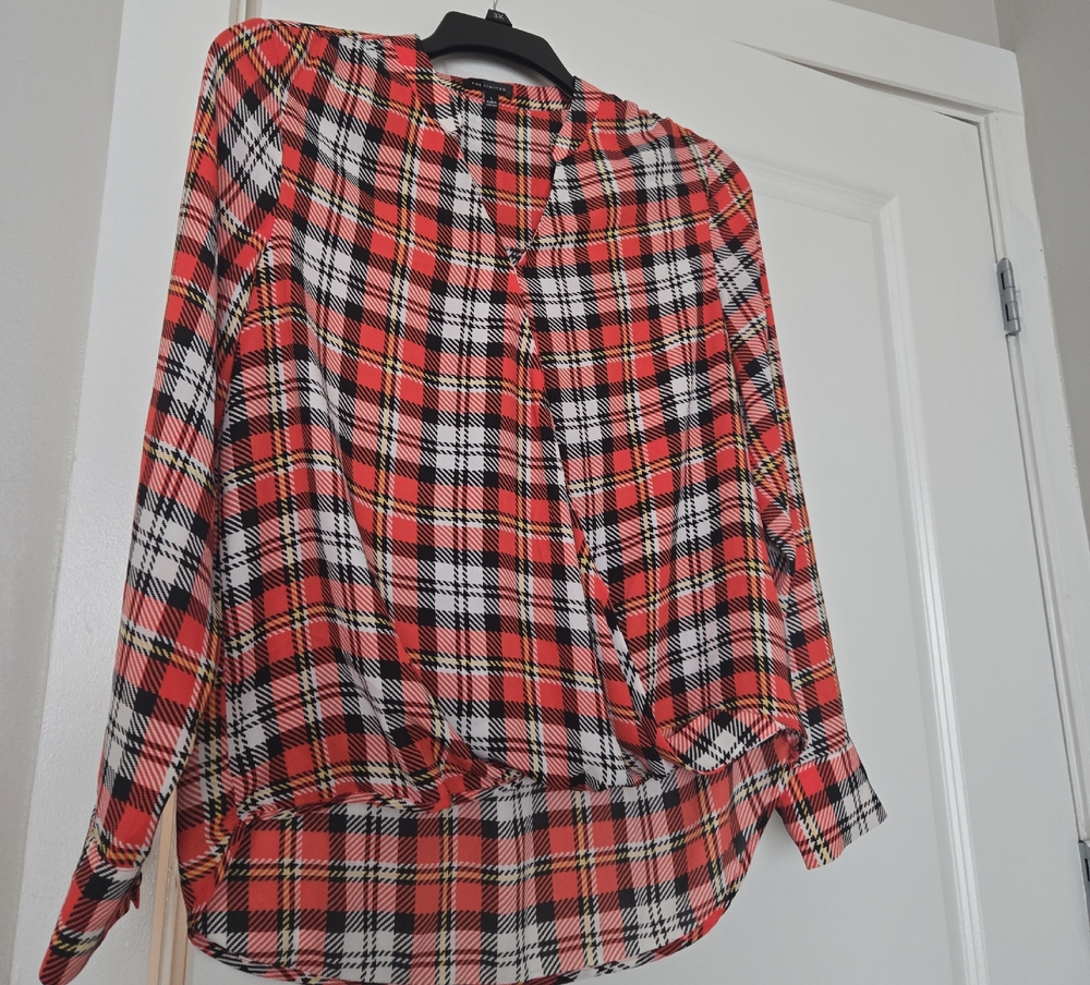 The Limited Red and Black Plaid Blouse